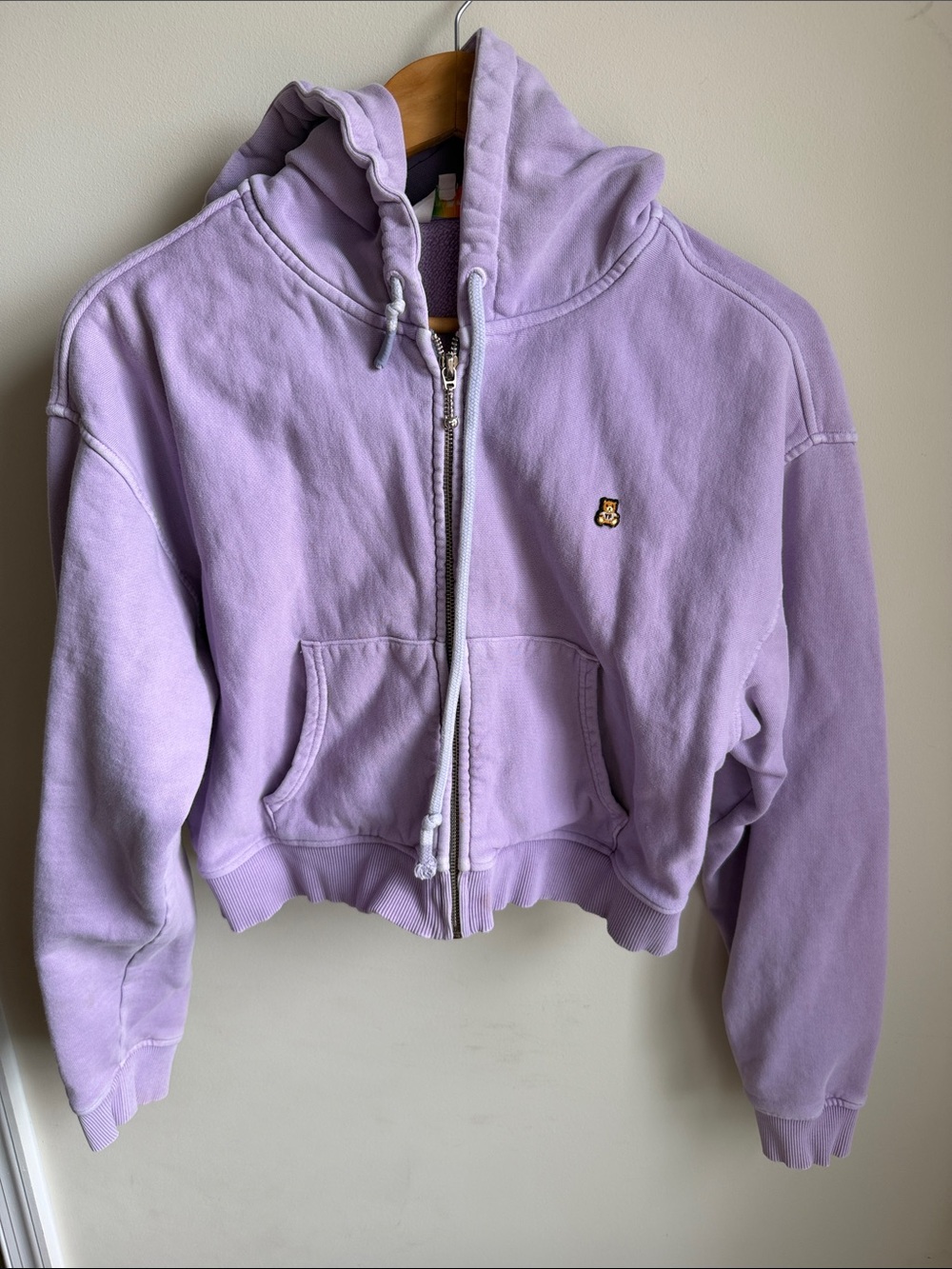 Teddy Fresh Lavender Crop Zip Hoodie Womens M